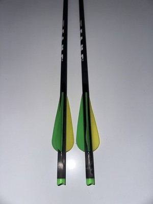 Carbon Force FAN C Carbon Target Arrows 30in Spine 400 Black Green/Yellow Vanes