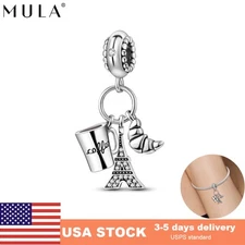 MULA European 925 Silver Charms AAA CZ Coffee Cup Tower For Women Bracelets