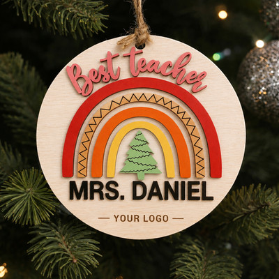 Personalisierte Lehrer Geschenk Ornament - 1 Stk. Individueller Name Regenbogen Holz Geschenk