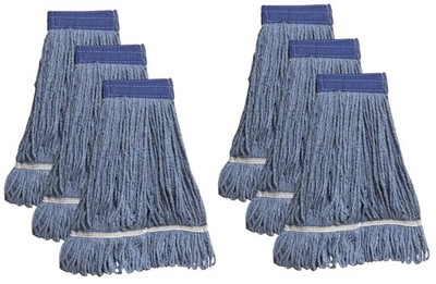 6 Pk,, 350 G Wet Mop Loop end Replacement mop head, Synthetic Yarn, 5'' Wide Heav