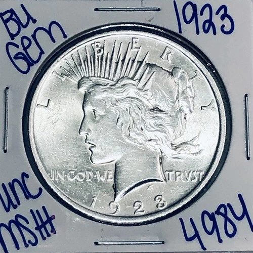 1923 BU UNCIRCULATED SILVER PEACE DOLLAR AUTHENTIC U.S. MINT FREE SHIPPING 4984
