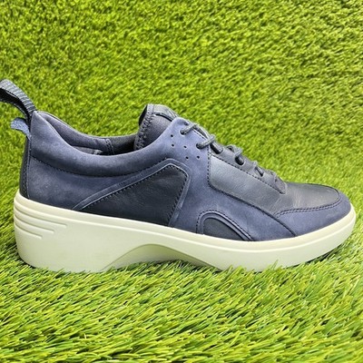 Ecco Soft 7 Wedge Womens Size 10 Blue White Walking Leather Shoes Sneakers