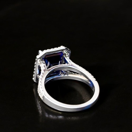 Anello in oro bianco 14 carati con diamanti naturali taglio smeraldo 8,75... - Foto 6 di 12