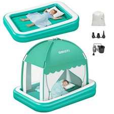 Inflatable Toddler Travel Bed with Tent, Portable Toddler Bed with Safety Bum...