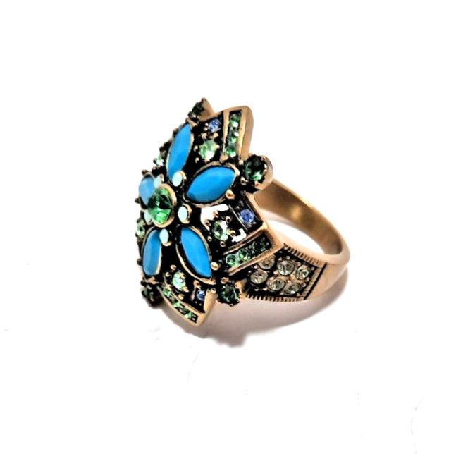 Heidi Daus Statement Cocktail Ring Turquoise Blue… - image 3