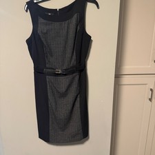 IZ Byer Black Sleeveless Sheath Dress Gray Panel Career Work Elegant 11