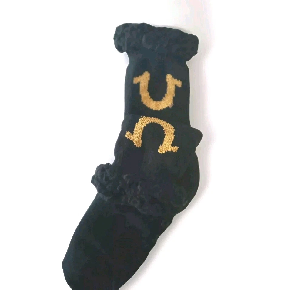 TRUE RELIGION SHERPA FLEECE-LINED THERMAL SLIPPER SOCKS MEN'S SIZE 8-12.5 BLACK  - Image 3 of 4