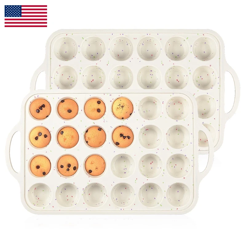 Caketime Mini Muffin Pan Metal Reinforced Frame Mini Cupcake Pans 24 Cups