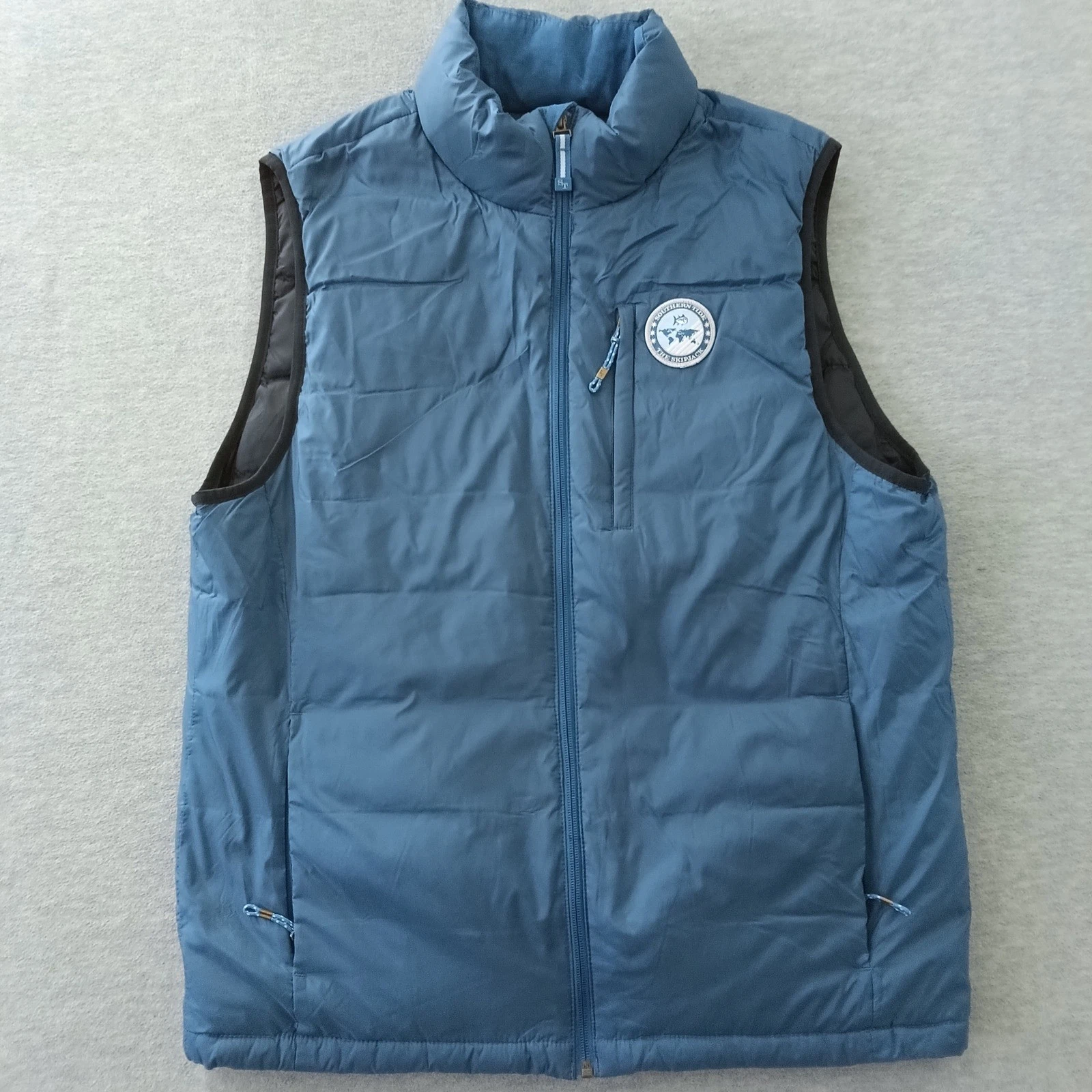 Southern Tide Sport Mens Blue Down Puffer Vest Skipjack Patch Size Large - product detail image 1