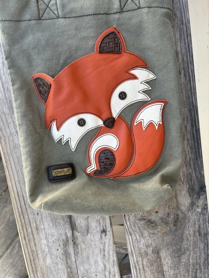Chala FOX Green Canvas Tote Bag Cute 🥰 - Image 4 of 4