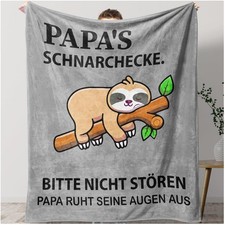 Kuscheldecke Papa Geschenk Vatertag Geburtstag Faultier weich Flanell