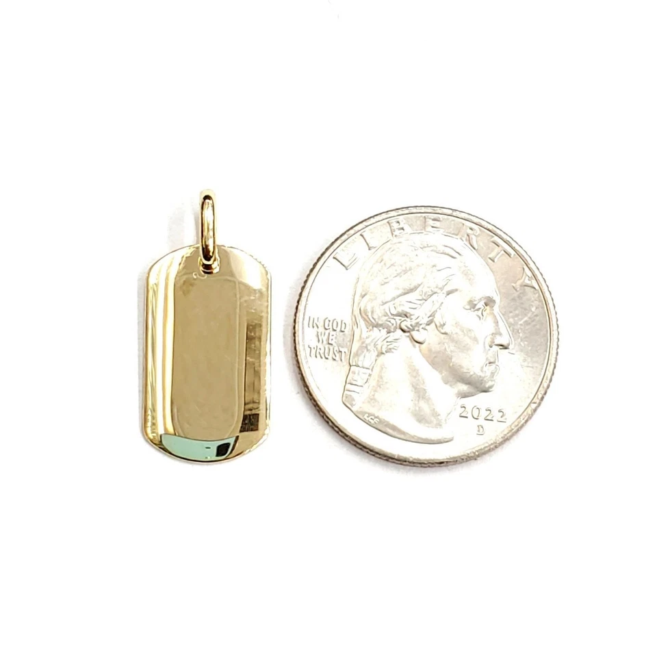 Nuevo Colgante Oro Amarillo 14k Sólido Pequeña Etiqueta de Perro Etiqueta con Nombre Dije Joyería Brillante 2.3g Foto 2 de 4