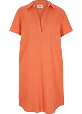 Neu Tunika-Kleid aus leichtem Leinen-Mix Gr. 38 Kupferorange Mini-Dress