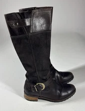 Timberland Women’s Tall Brown Leather Riding Boots Size 6.5 Buckle Zipper