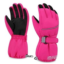 Kids Snow Gloves Toddler Waterproof Gloves for Boys Girls 3-6 Years Hot Pink
