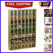 56 Slots Rustic Wood Shot Glass Holder, Wood Holds Set of 56 Glasses Shot Gla...