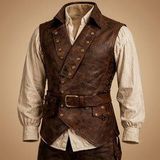 Mens Pirate Leather Vest ? Renaissance Fair Costume, Medieval LARP Waistcoat