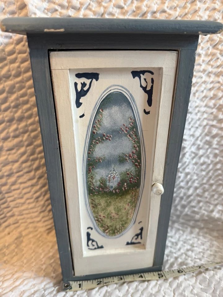 Gabinete de curiosidades de madera vintage sobre mesa o montaje en pared joyero ALMACENAMIENTO DE BARATIJAS Foto 4 de 4