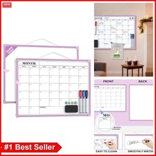 Double Sided Dry Erase Board 16x12 Inch Magnetic Whiteboard Calendar Wall Mount