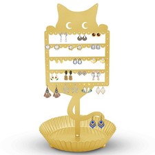 Earring Holder Hanging Organizer Stand Jewelry Rack Metal Cute Cat Tree Shelf...