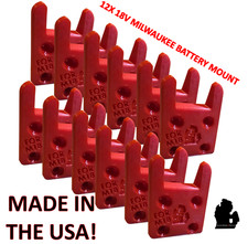 12 Pack: HEAVY DUTY Milwaukee M18 TOOL Holder / Mount MADE IN USA