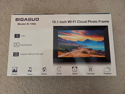BIGASUO 10.1 Inch WiFi Cloud Photo Frame, HD Touch Screen/Supports USB & SD card