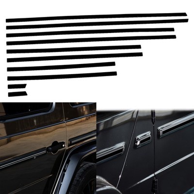 10Pcs Glossy Piano Black Side Car Body Trim Strips For Benz G500 G63 W464 19-21
