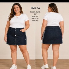 NWT Women  s Size 16 ADIDAS Originals 3-Stripes Button-Front Denim Skirt