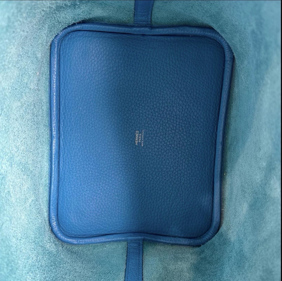 HERMÈS Blue Turquoise Picotin 22 w/ Lock & Key, Silver Palladium