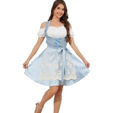 Sky Blue Oktoberfest Outfits for Women German Dirndl Dress Costume Medium