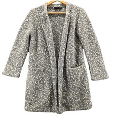 Vtg I.B. Diffusion Gray Mohair Blend Chunky Thick Boucle sweater Cardigan Sz Lg