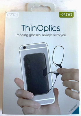 NEW ThinOptics Headline +2.00 CLEAR Frame Reading Glasses w/ Universal Pod Case