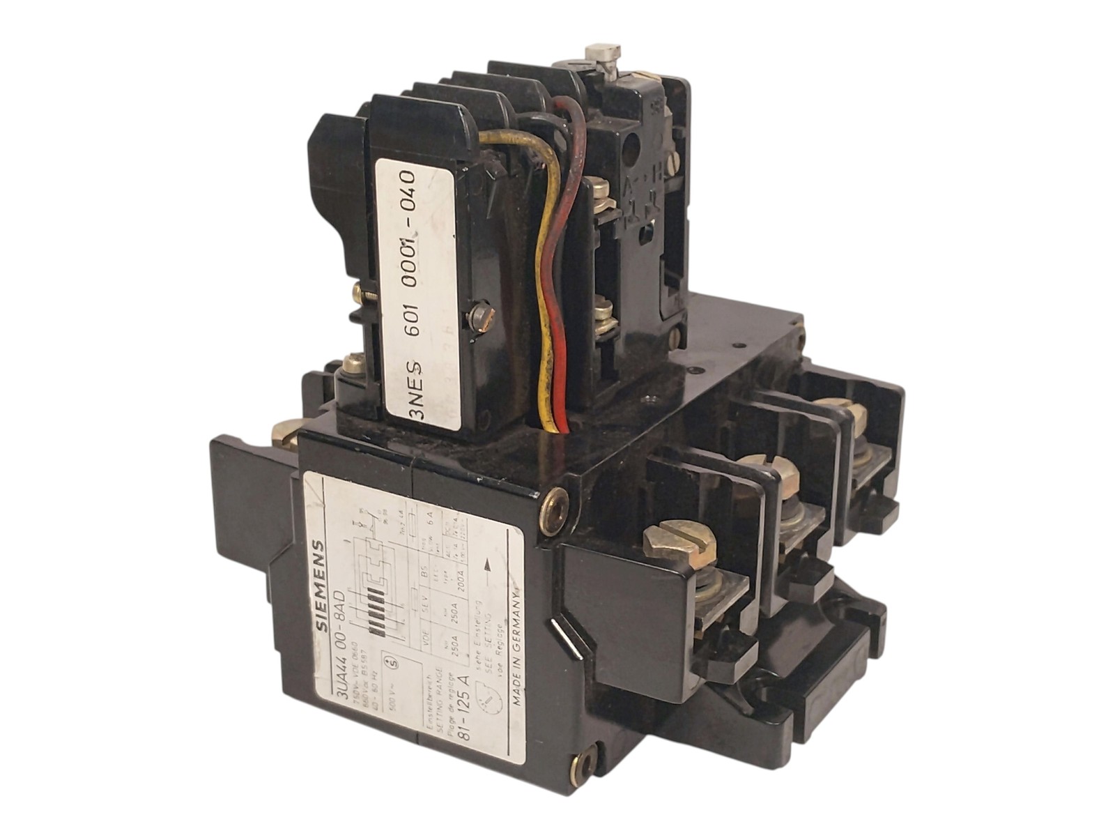 Siemens 3UA44-00-8AD 3NES 601 0001-040 600 V AC 81-125 A Thermal Overload Relay
