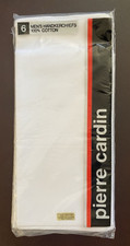 Vintage Pierre Cardin Men  s 6-Pack White Handkerchiefs Unopened Brand New