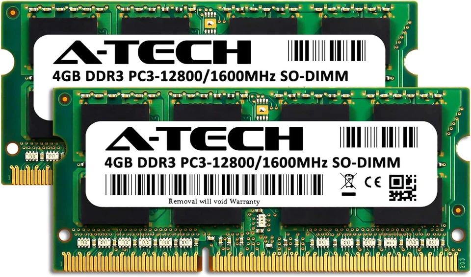 A-Tech 8GB (2X4Gb) DDR3 1600Mhz PC3-12800 CL11 SODIMM 204-Pin Non-Ecc SO-DIMM La - Image 2 of 4