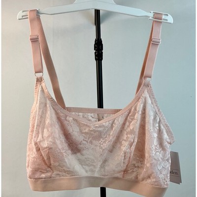 2 Pack Auden XL Lined Scoop Neck Bralette Pink Floral Lace Adjustable Straps