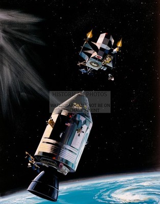 APOLLO CSM MODULE AND LUNAR MODULE ILLUSTRATION 1969 11X14 PHOTO