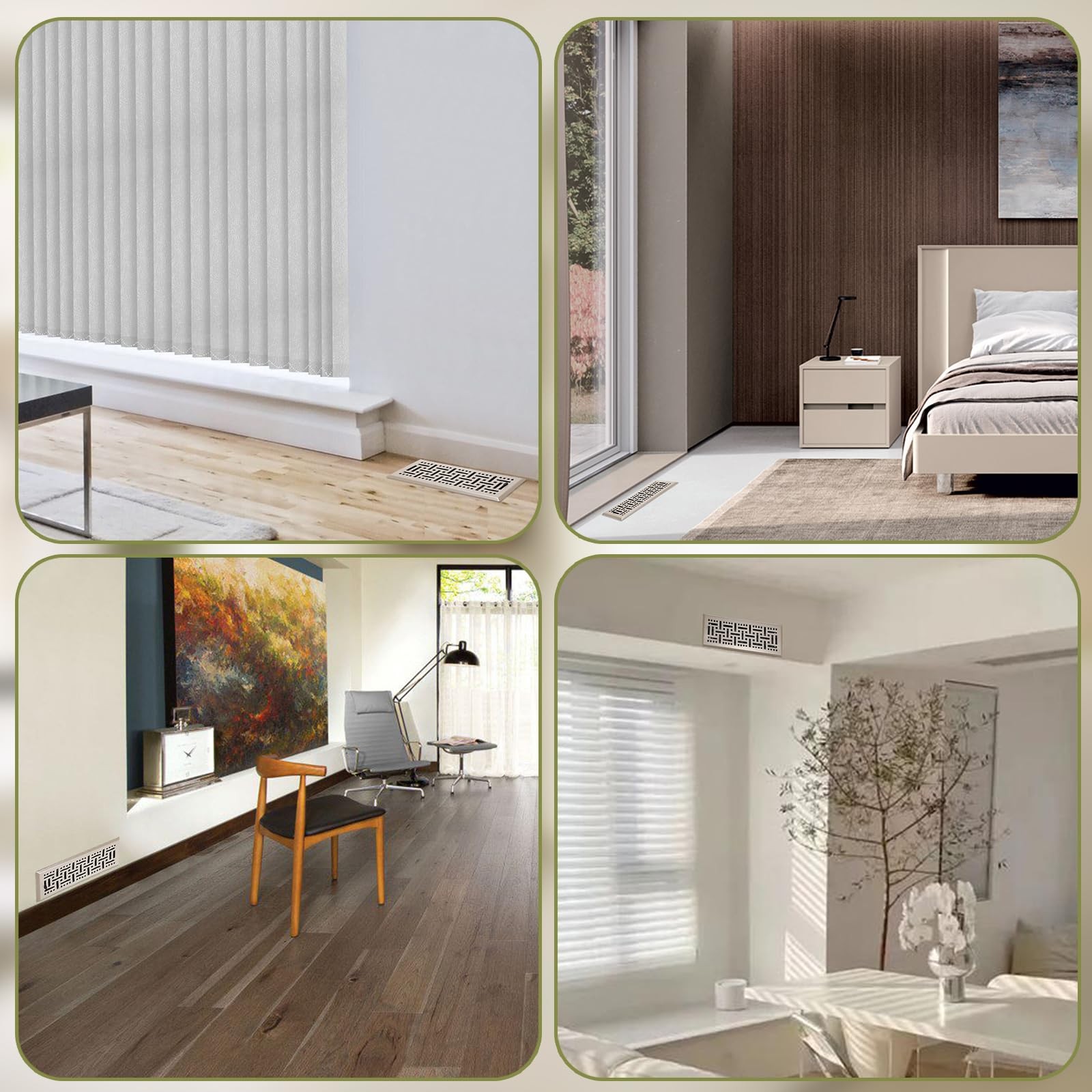 Floor Vent Covers Metal Floor Register 4 x 10 Inch Set of 6 Heavy Duty Floor ...