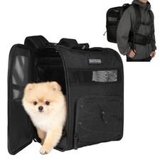 Hiking Dog Carrier Backpack, Adjustable Waist Cushioning Belt with Breathable...