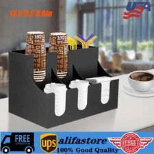 Cup Lid Dispensers Holder Acrylic Coffee Caddy Rack Anti-slip Tea Condiment Rack