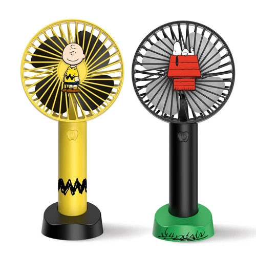 Peanuts Hanheld Fan with Tabletop Stand (2 pack) - Black & Yellow