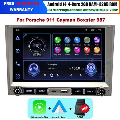 Android 14 Touchscreen Autoradio GPS Video DAB+ Für Porsche Cayman 987 2005-2008