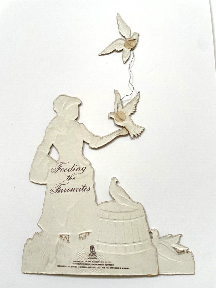 Precioso troquelado 3D vintage "TUCK" con palomas suspendidas por alambre * Foto 4 de 4