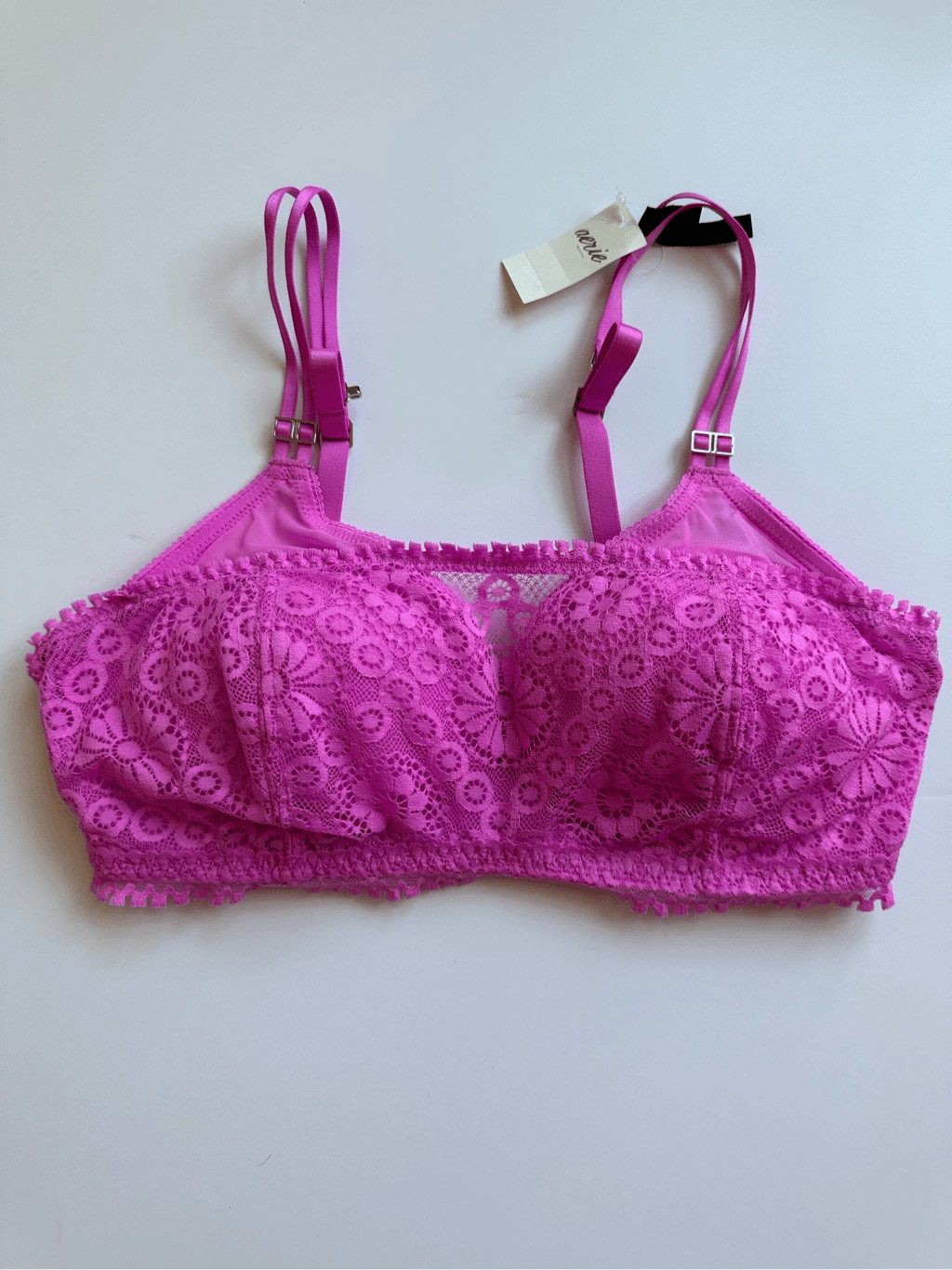 Size 34D Aerie Real Power Wireless Push up Joy Lace Bra Pink Tropics