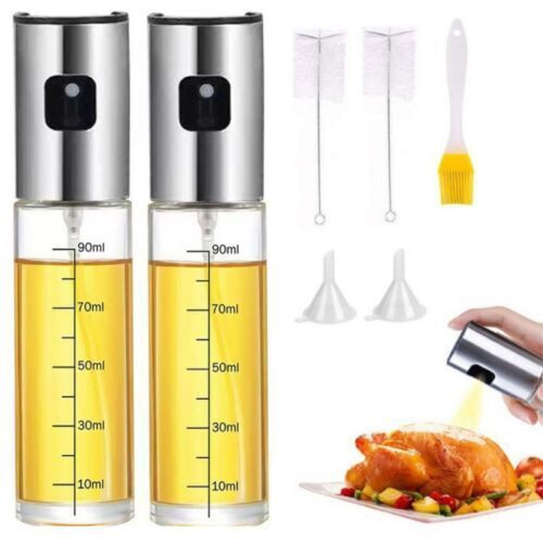2x Öl Sprayer Zerstäuber Ölspender Bürste Trichter Cooking Spray Glas Ölsprüher