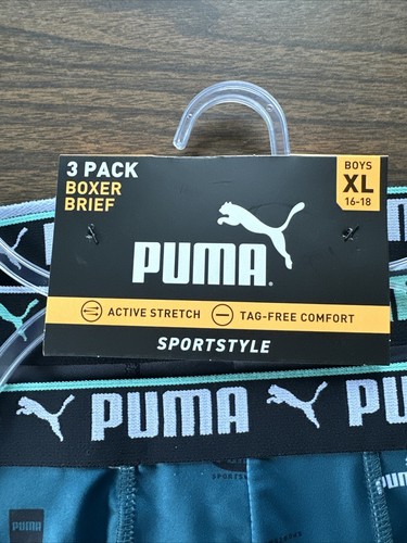 PUMA Boys XL (16-18) 3 Pack Sportstyle Active Stretch Tag Free Boxer Briefs NEW - Picture 2 of 8