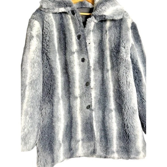 Komitor Womens PRE-OWNED MEDIUM Faux Fur CHINCHILLA Reversible Coat MID-LENGTH - Image 3 of 4