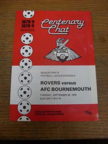26/09/1978 Doncaster Rovers v Bournemouth  (Staples Removed) - Afbeelding 1 van 1