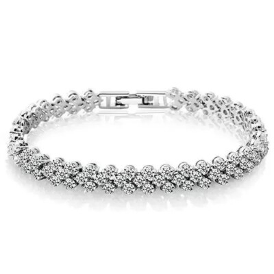 14ct Lab Created Round Cut Diamond 14K White Gold Plated Wedding Tennis Bracelet