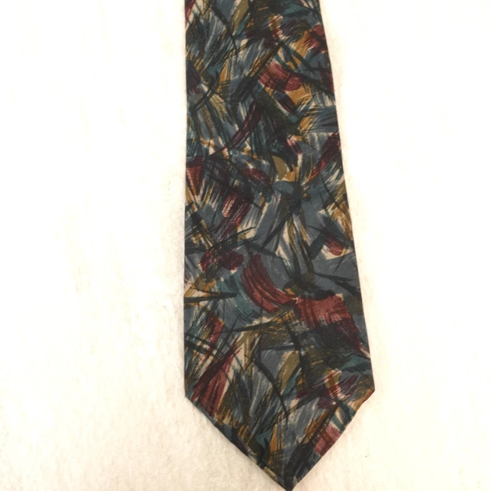 Corbata para el cuello pintura arte abstracto para hombre azul negro pincel oscuro trazo BELLEZZA MONDO Foto 3 de 4